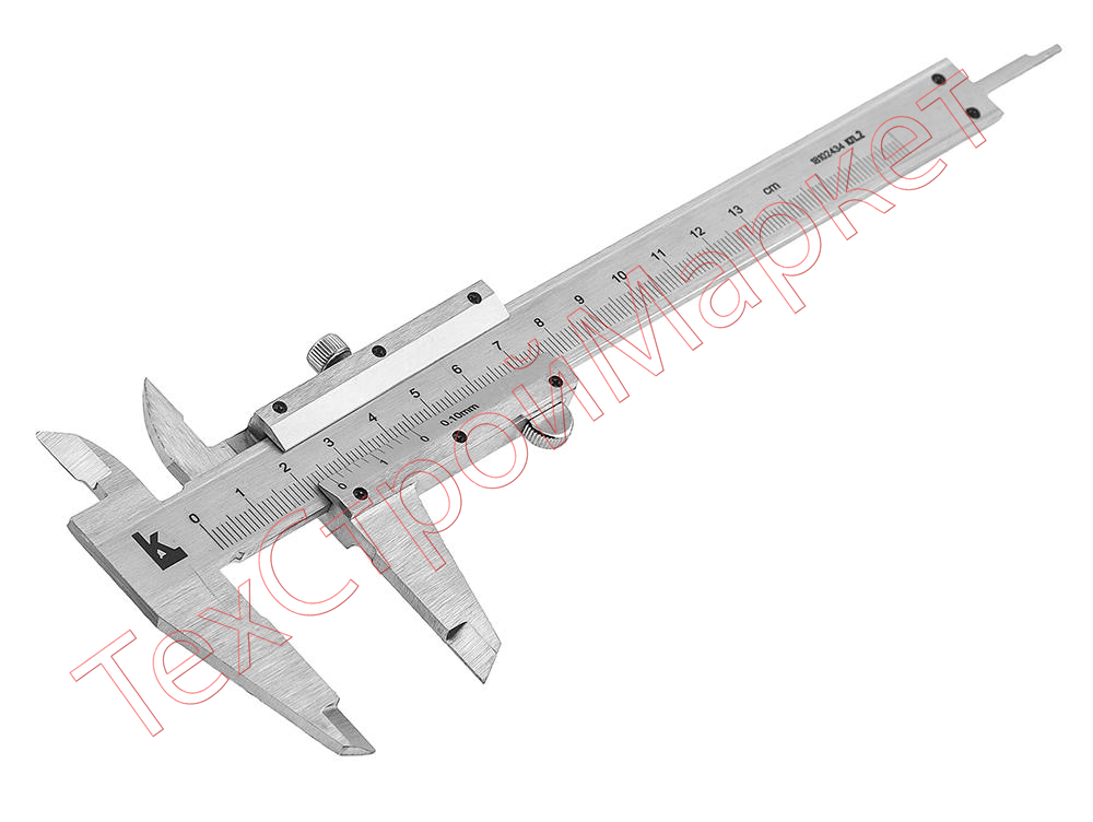 Штангенциркуль металлический тип 1, класс точности 2, 125мм, шаг 0,1мм