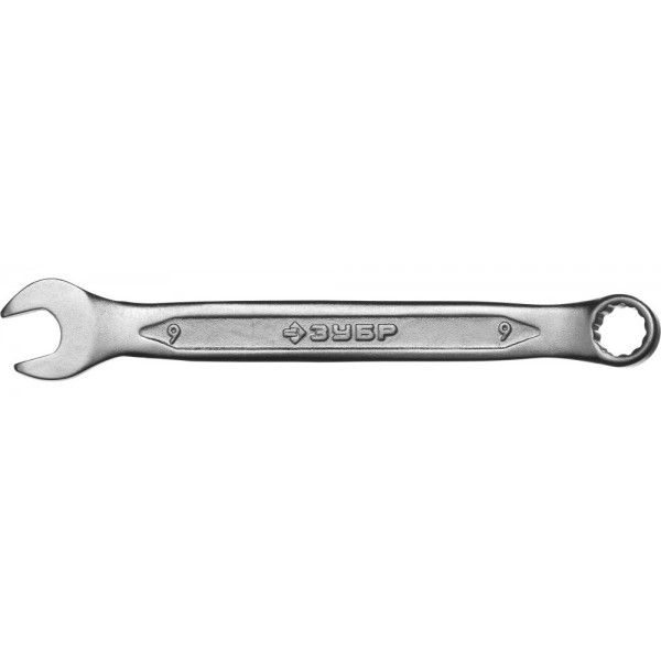 Ключ ЗУБР "МАСТЕР" гаечный комбинированный, Cr-V сталь, хромированный, 9мм