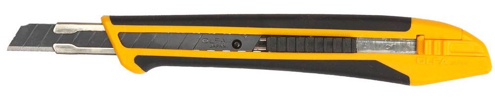 Нож OLFA "Standard Models" с выдвижным лезвием, с противоскользящим покрытием, автофиксатор, 9мм