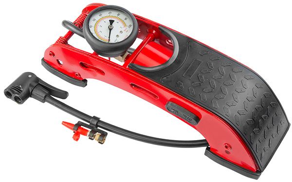Насос напольный ножной FP-0901 STELS стальной с манометром красный