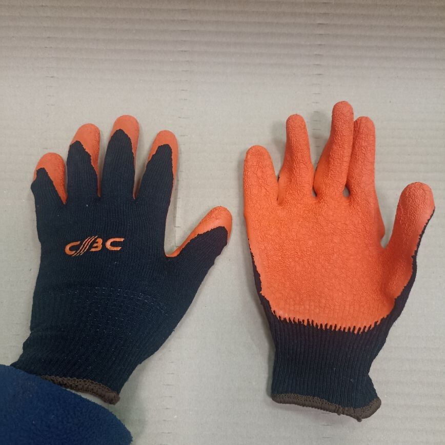 Перчатки х/б 13 кл. с рифленым латексом Торро эконом черные