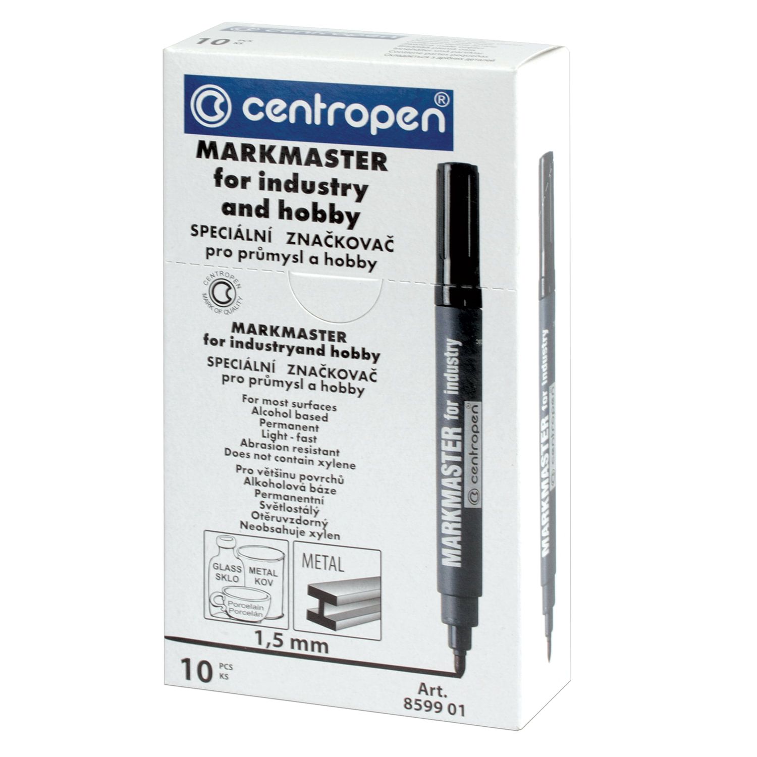 Маркер перманентный для промышленной маркировки ЧЕРНЫЙ CENTROPEN "Marksmaster", 1,5 мм, 8599, 5 8599 0112