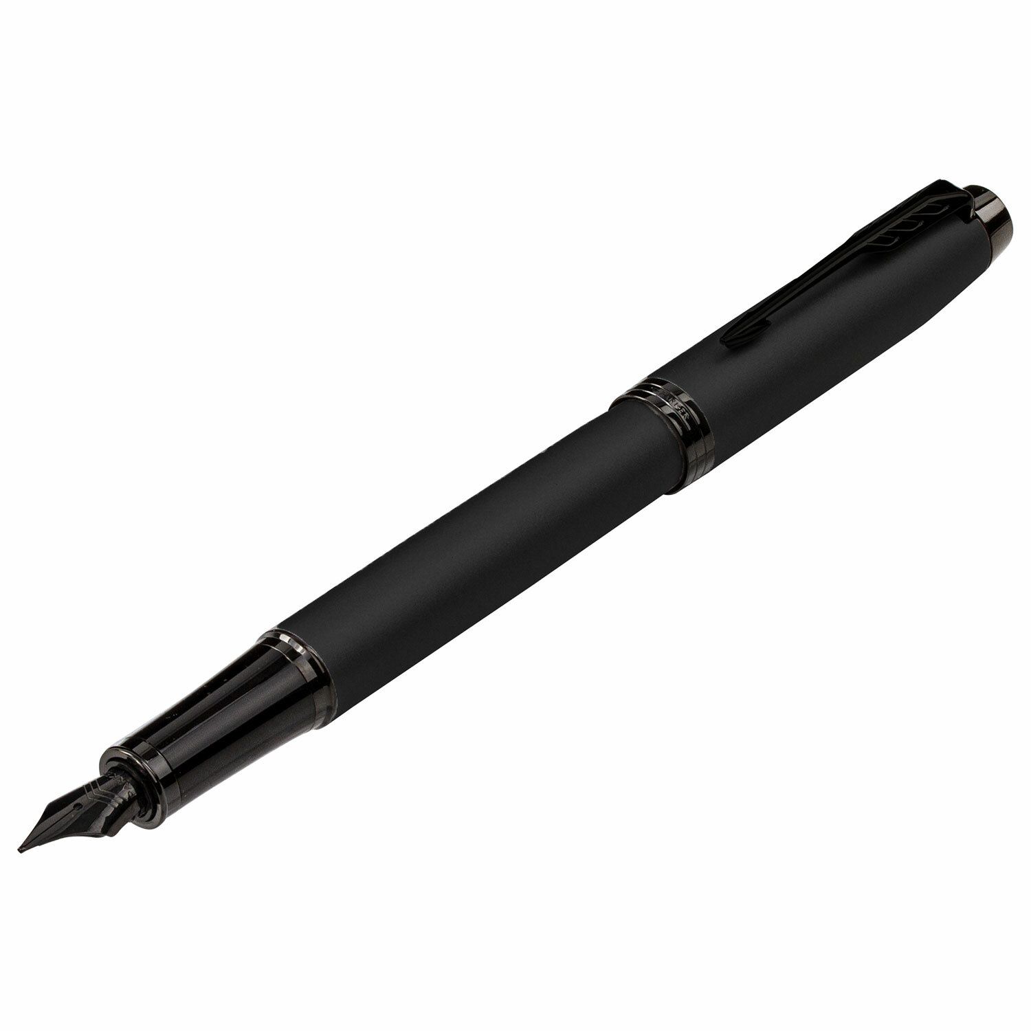 Ручка перьевая PARKER "IM Achromatic Black BT", корпус черный матовый, нержавеющая сталь, синяя, 2127741