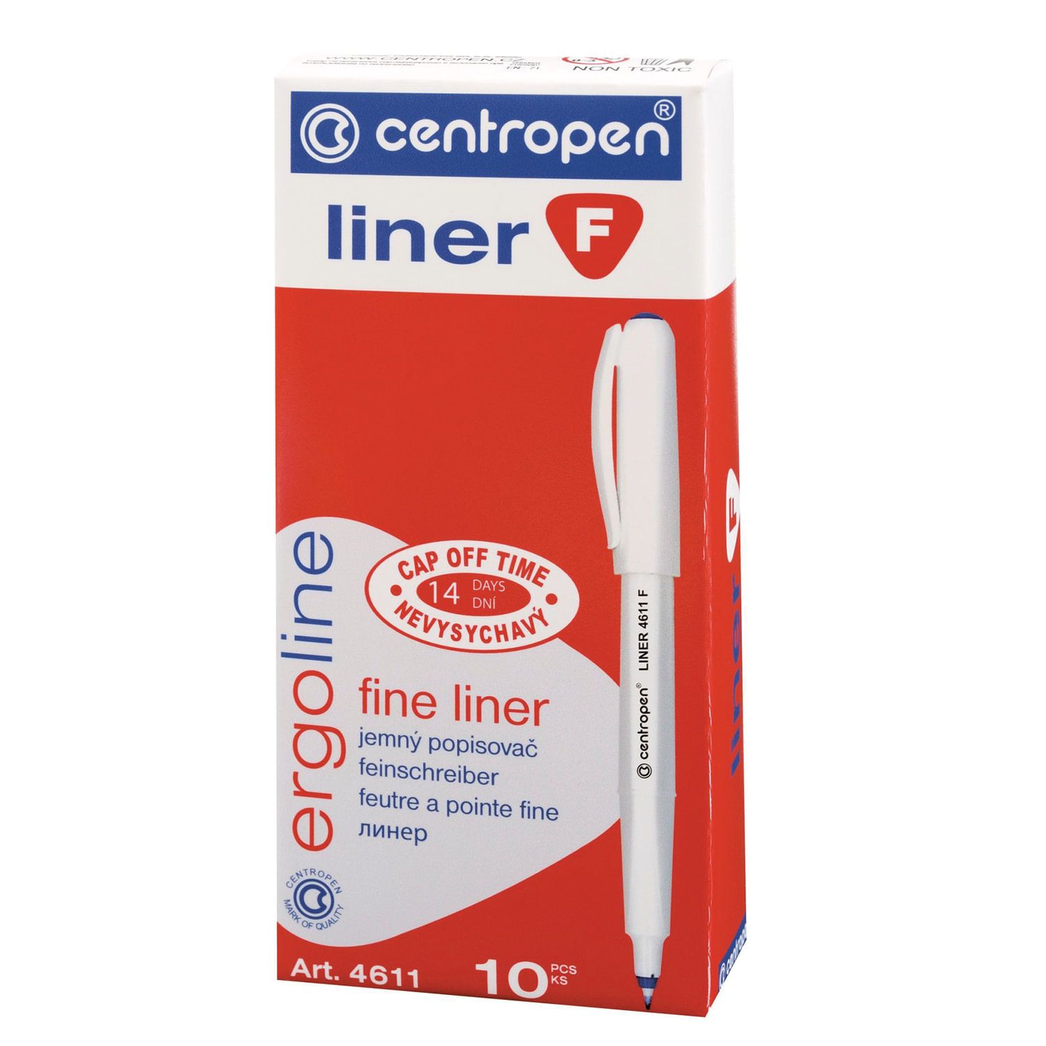 Ручка капиллярная (линер) СИНЯЯ CENTROPEN "Liner", трехгранная, линия письма 0,3 мм, 4611, 2 4611 0106