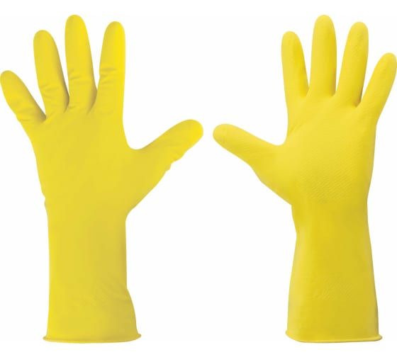 Перчатки хозяйственные латексные ЛЮБАША ЭКОНОМ, МНОГОРАЗОВЫЕ, хлопчатобумажное напыление, размер XL (очень большой), 603786