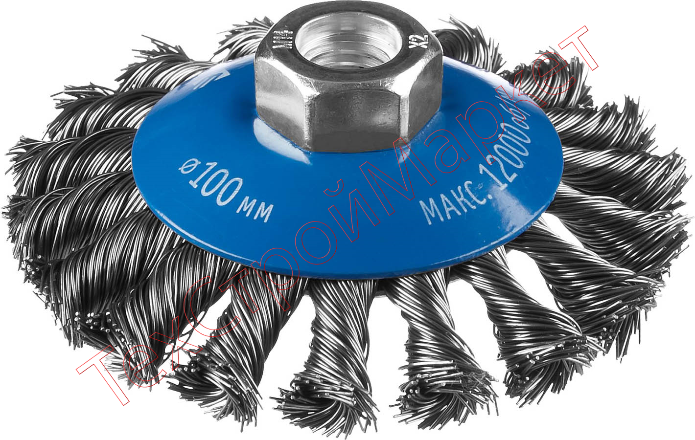 Щетка коническая для УШМ, плетеные пучки стальной проволоки 0,5мм, 100ммхМ14 ЗУБР "ПРОФЕССИОНАЛ" 
