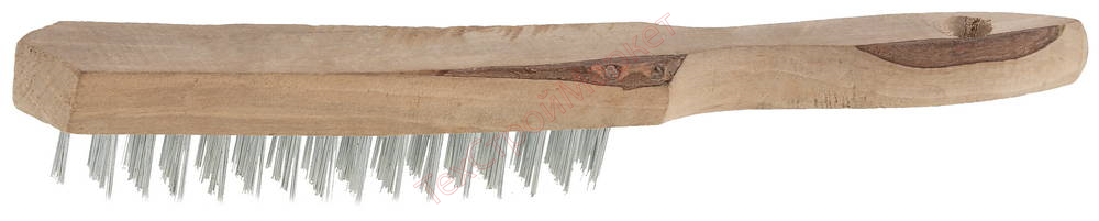 Щетка ТЕВТОН стальная с деревянной рукояткой, 4 ряда