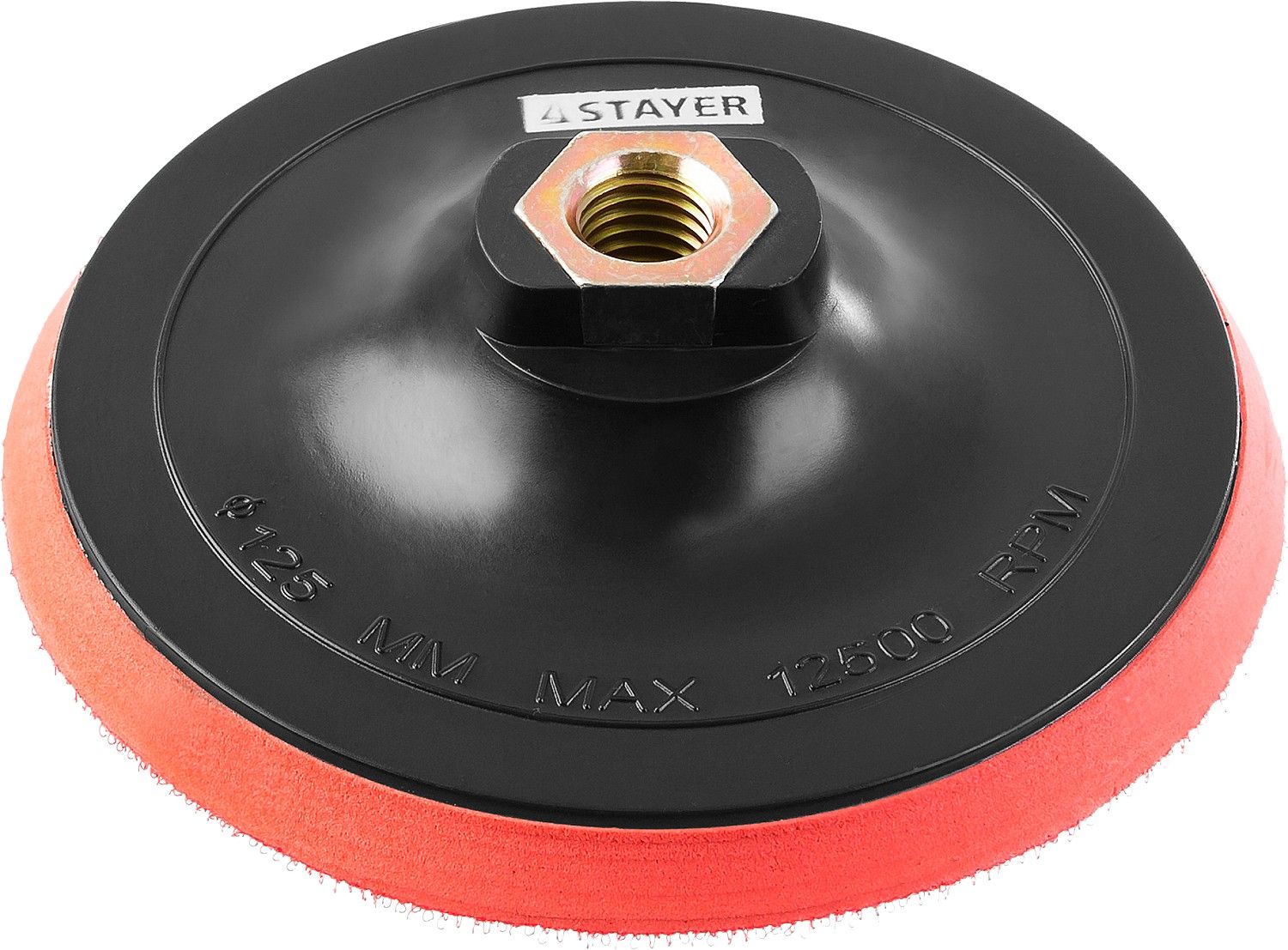 Тарелка опорная STAYER "MASTER" пластиковая для УШМ на липучке, полиуретановая вставка, d=125 мм,М14