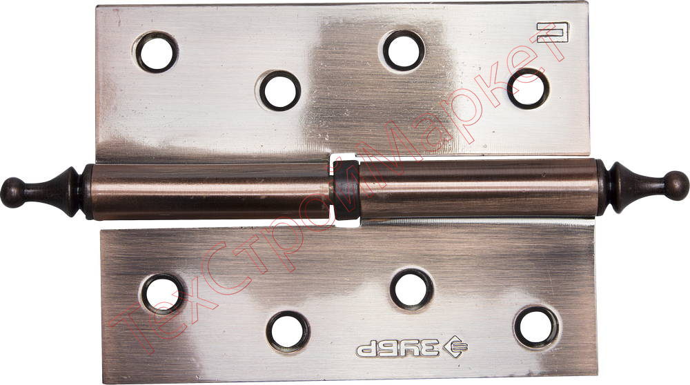 Петля дверная разъемная ЗУБР "ЭКСПЕРТ", 1 подшипник, цвет ст. медь (AC), правая, с крепежом, 100х75х2,5мм, 2 шт