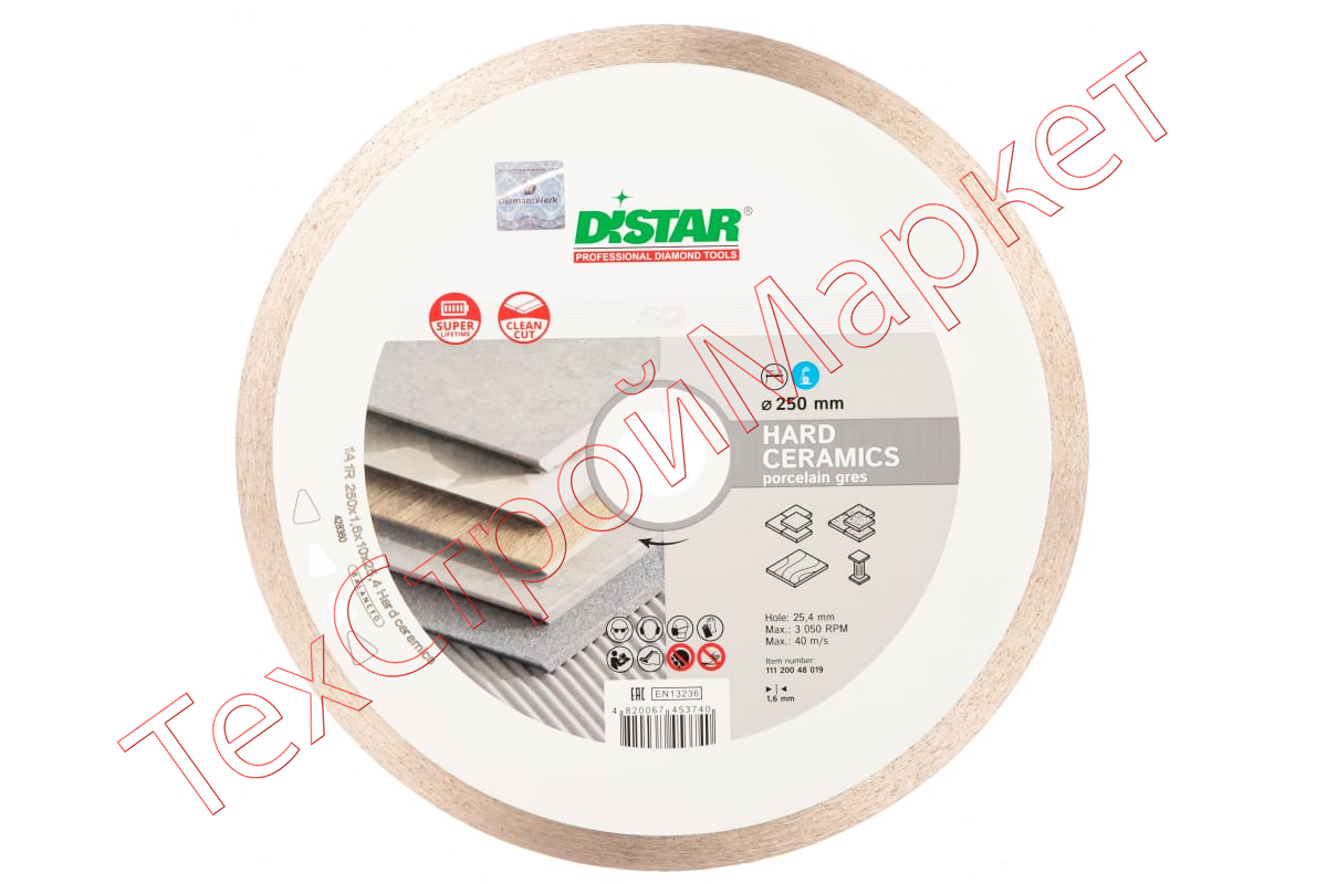Диск алмазный по керамике 250*1.6*10*25,4 Hard ceramics DISTAR																																									
