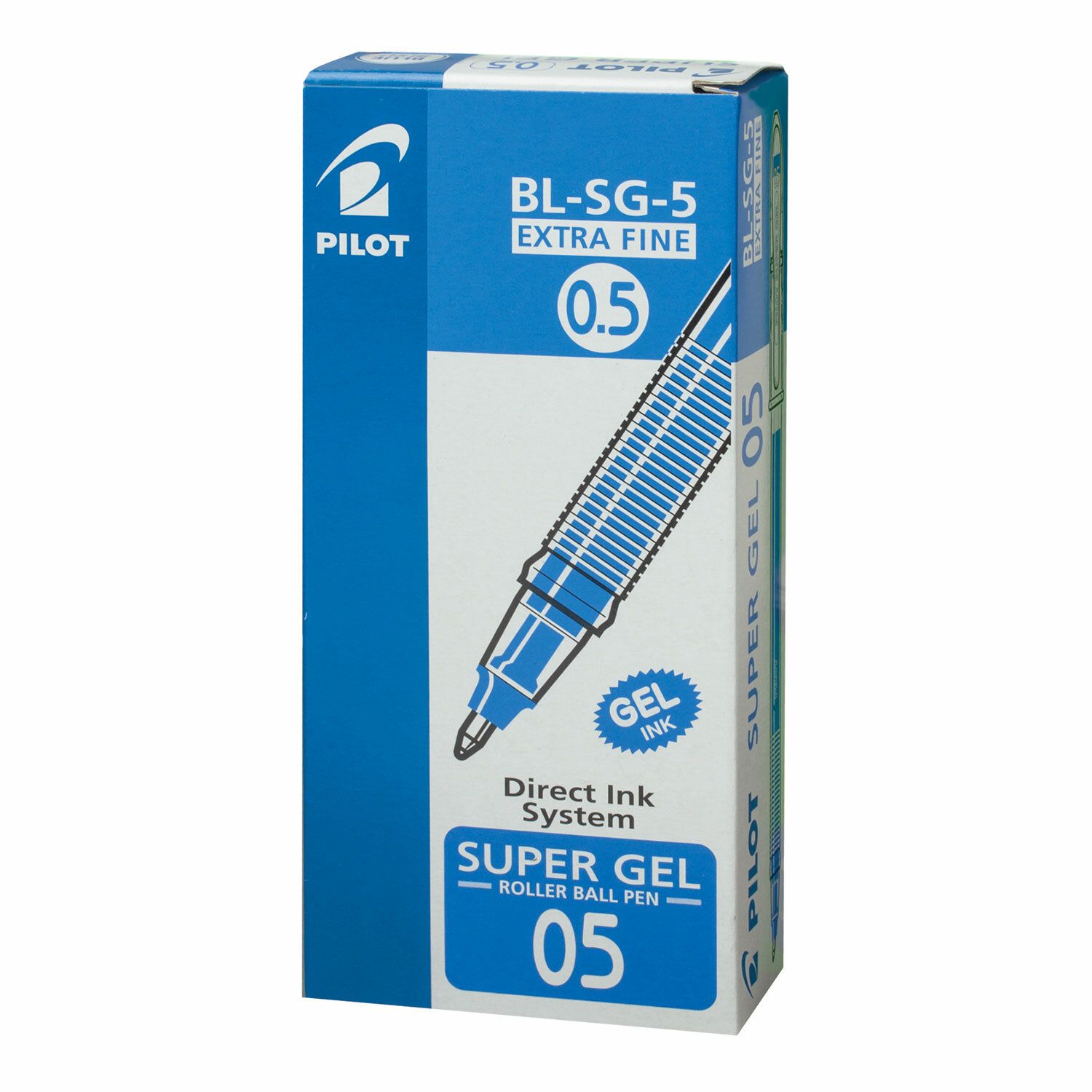 Ручка гелевая PILOT "Super Gel", СИНЯЯ, корпус прозрачный, узел 0,5 мм, линия письма 0,3 мм, BL-SG-5