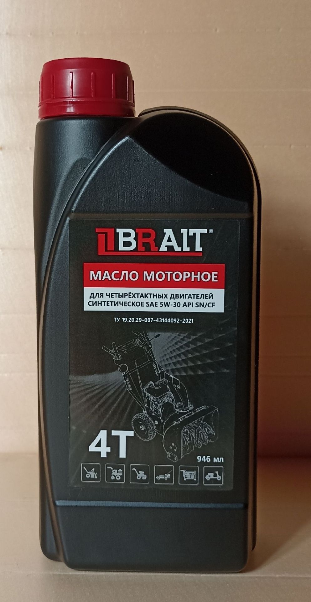 Масло BRAIT 4-Т SAE 5W-30 API SN/CF синтетическое 946мл (12/600шт/паллет)