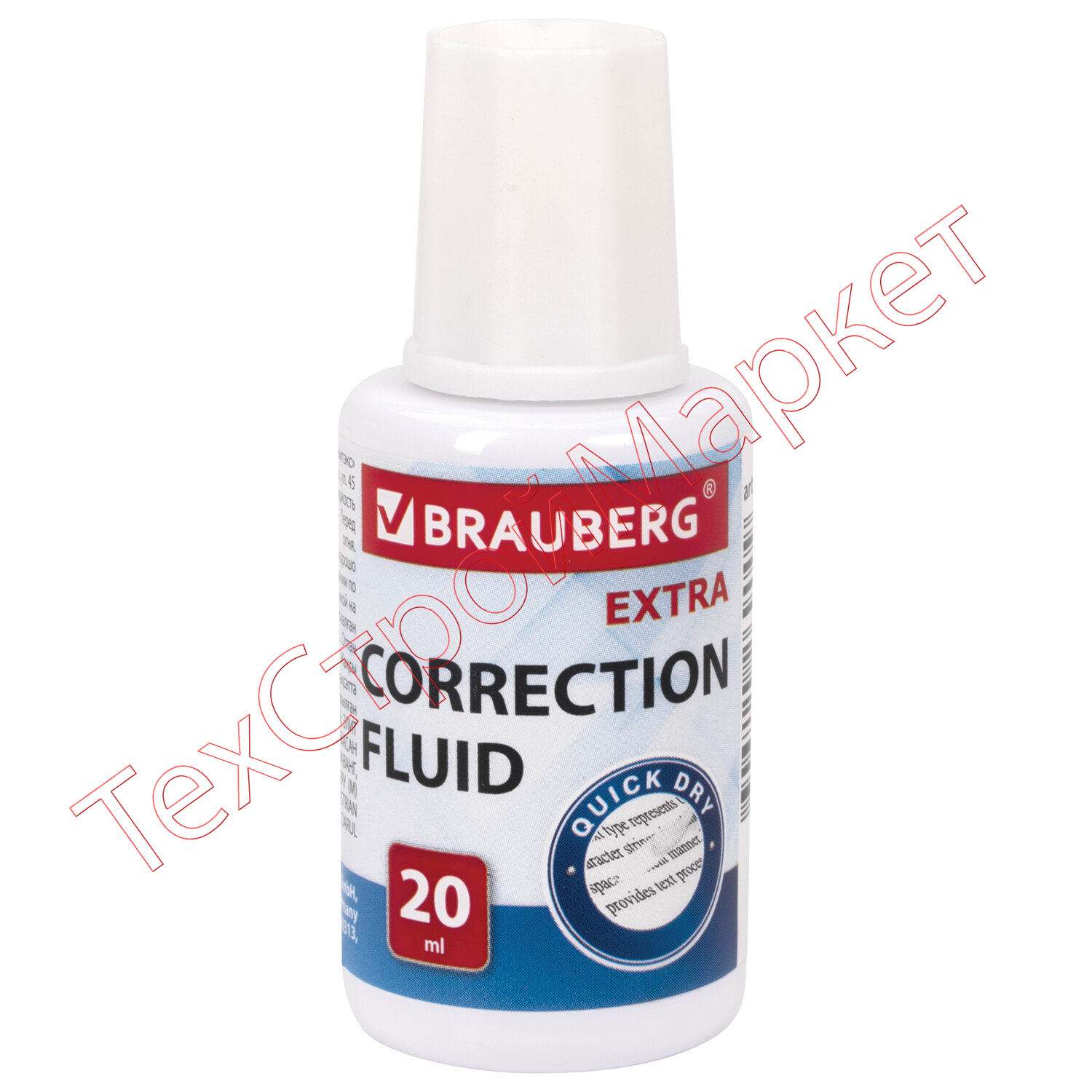 Корректирующая жидкость BRAUBERG EXTRA быстросохнущая, 20 мл, с кисточкой, 229397