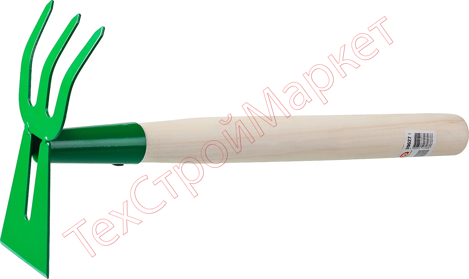 Мотыга-рыхлитель, с деревянной ручкой, "лопатка+3 зуба" гнутая, 145x75x390мм  РОСТОК 39627