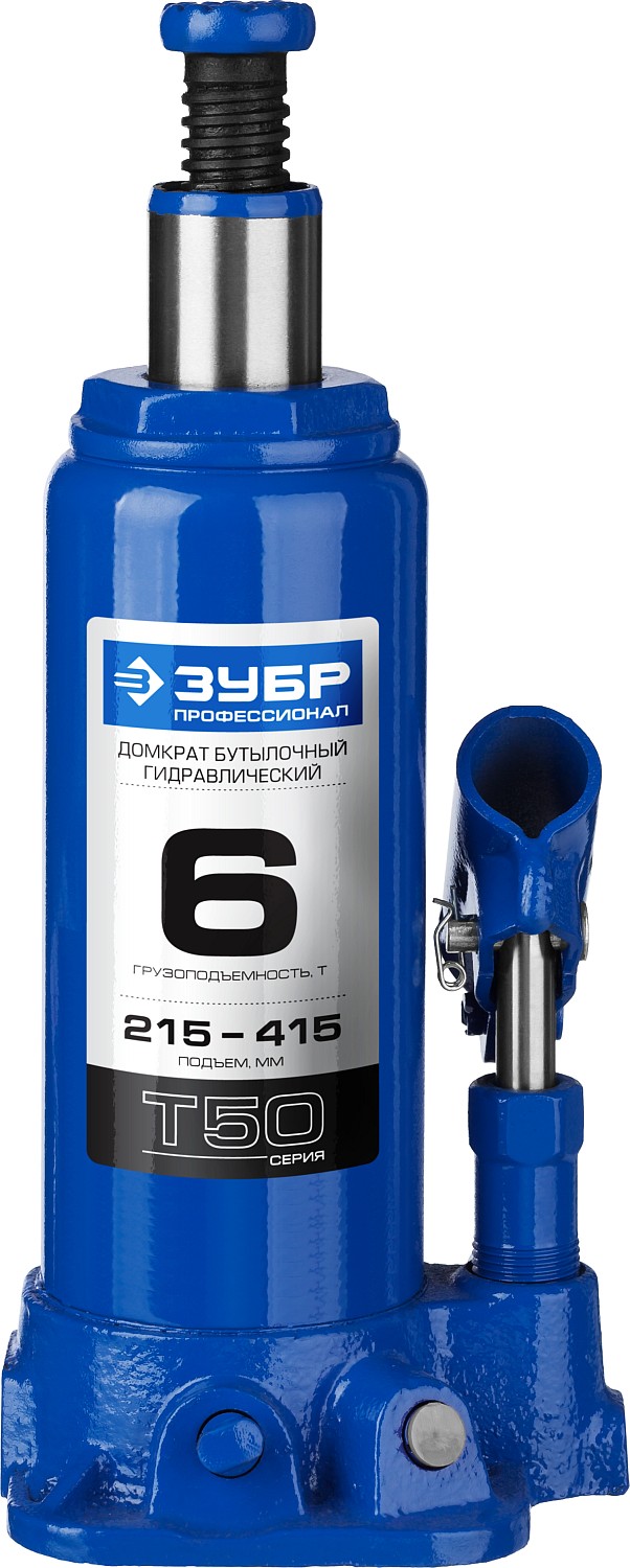 Домкрат гидравлический бутылочный T50, 6т, 215-415мм, ЗУБР Профессионал
