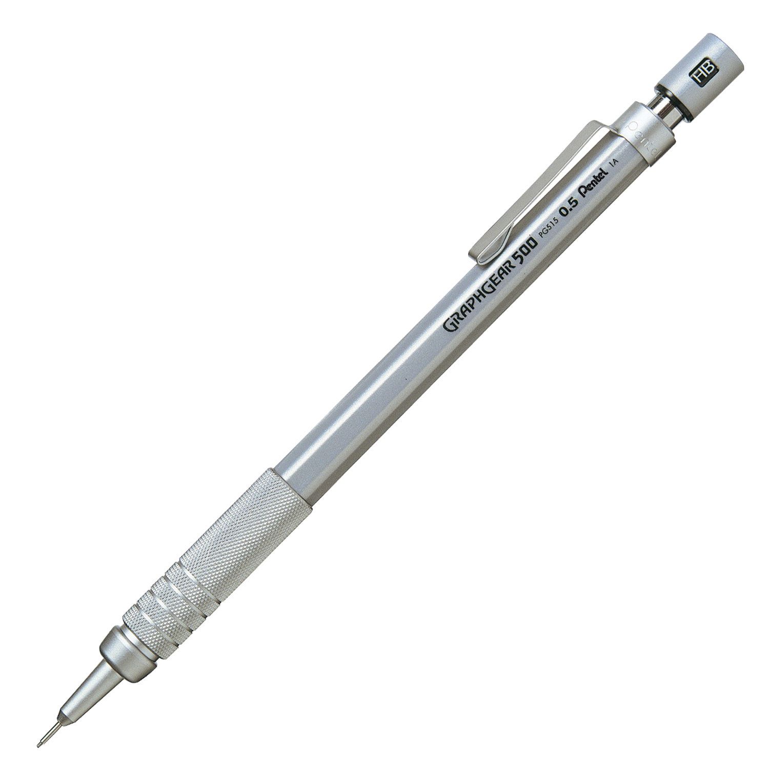 Карандаш механический PENTEL "Graphgear 500", профессиональный, корпус серебристый, 0,5 мм, PG515