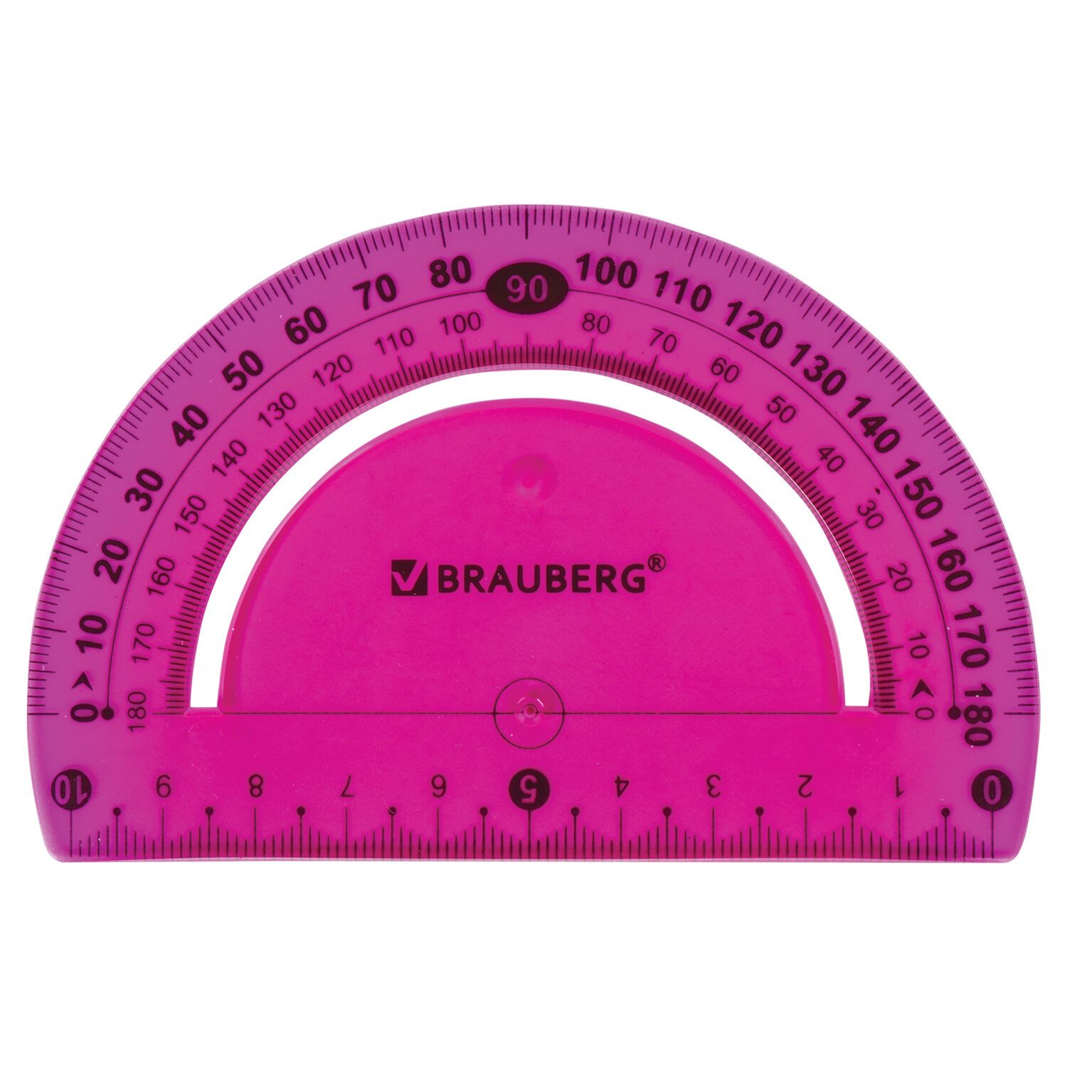 Транспортир 10 см гибкий BRAUBERG "FLEX", пластиковый, 180 градусов, ассорти, европодвес, 210676