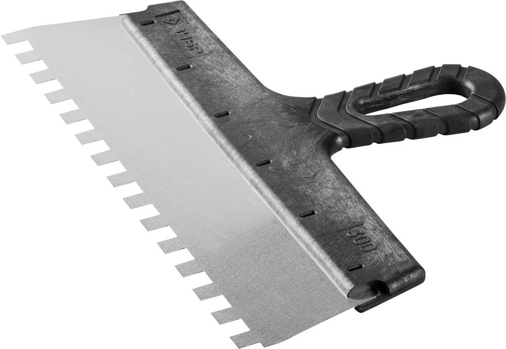 Шпатель нержавеющее полотно, 300мм, зуб 10х10мм ЗУБР "МАСТЕР" ФАСАДНЫЙ