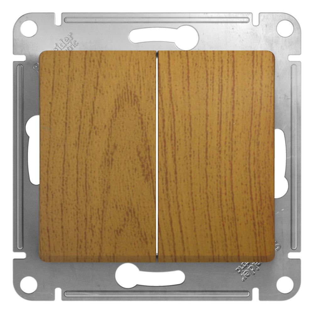 Выключатель механизм  Electric  2-клавишный сх.5 дерево дуб