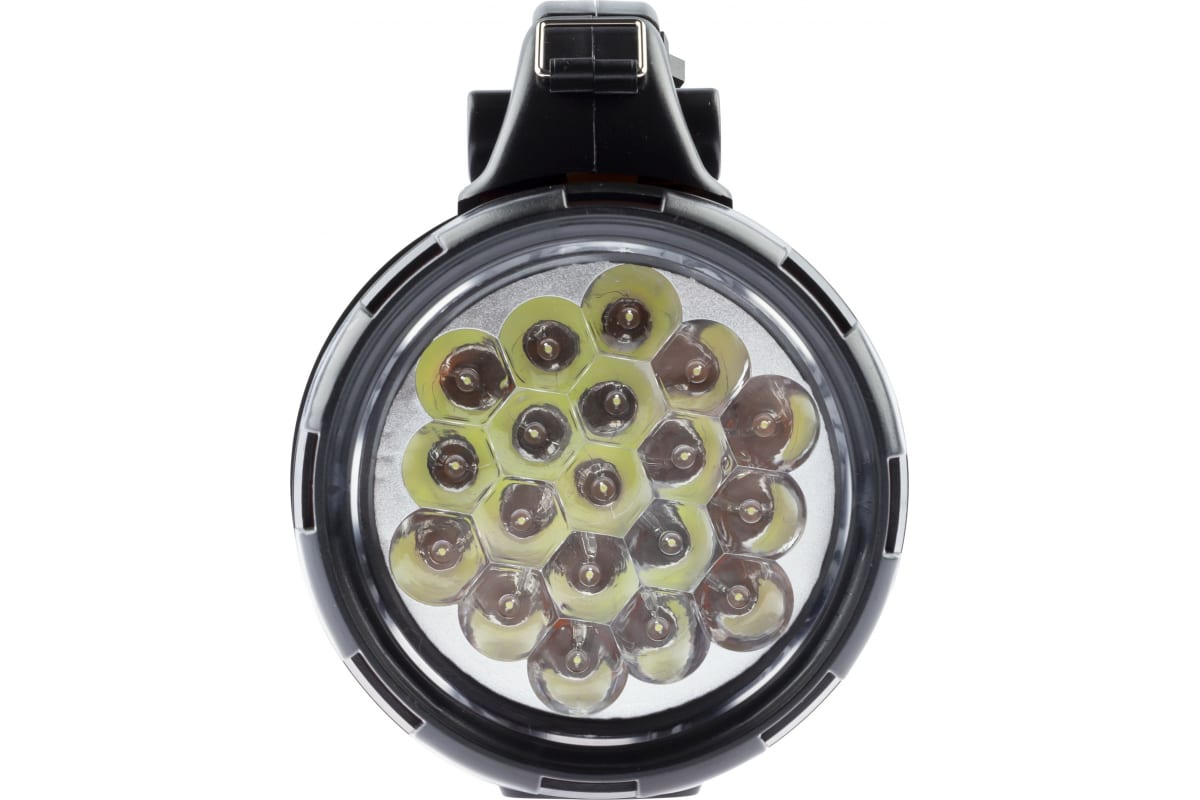 Фонарь-прожектор 19+24LED, аккум 3Ah, ЗУ 220V/12V, 160лм, 2 режима черный/желтый пластик АЛЬФА PA-601 ЭРА