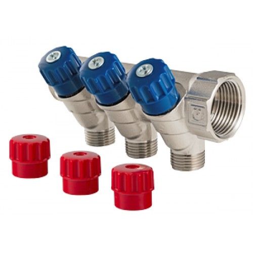 Коллектор с регул. вентилями, 3/4"х3 вых. 1/2" нар. VALFEX 