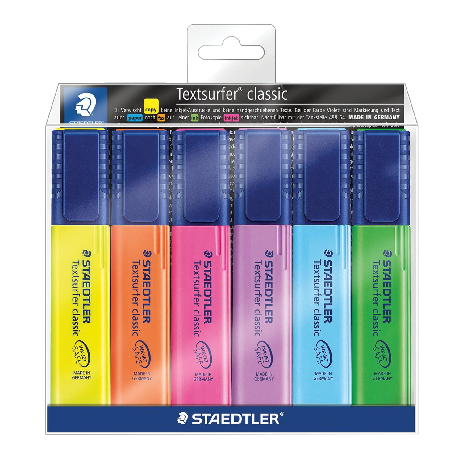 Набор текстовыделителей STAEDTLER (Германия) 6 шт., АССОРТИ, "Textsurfer Classic", линия 1-5 мм, 364WP6, 364 WP6
