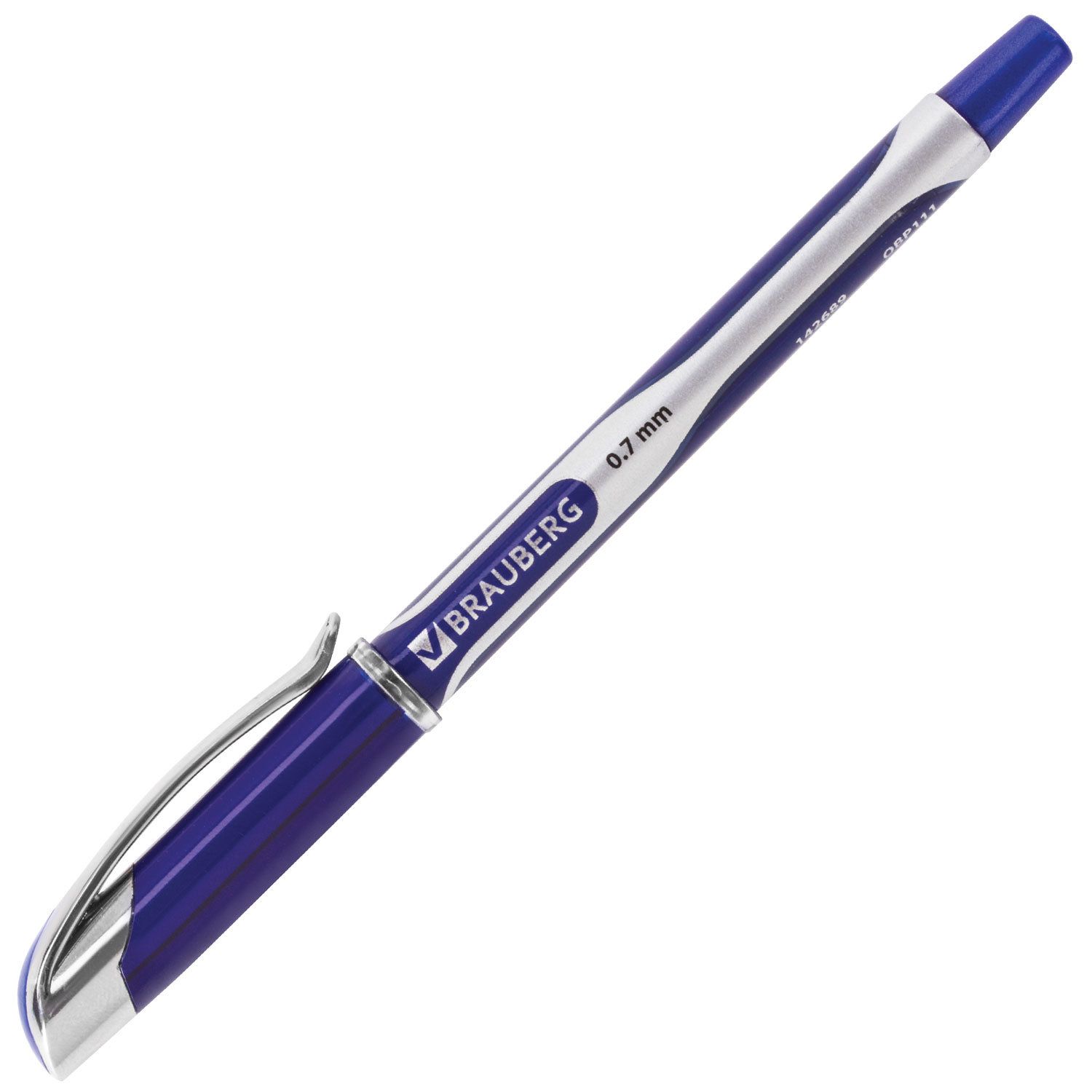 Ручка шариковая масляная с грипом BRAUBERG "Sigma Plus", СИНЯЯ, печать, узел 0,7 мм, линия письма 0,35 мм, 142689