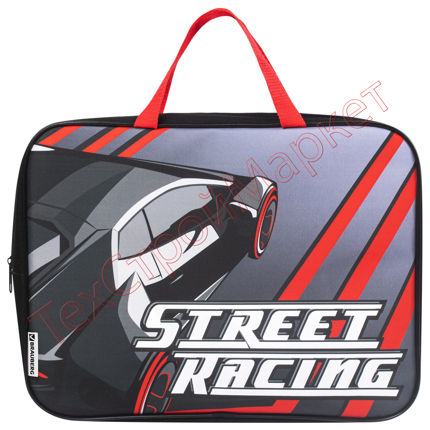 Папка с ручками BRAUBERG А4, 1 отделение, ткань, молния сверху, 80 мм, "Street racing", 270336