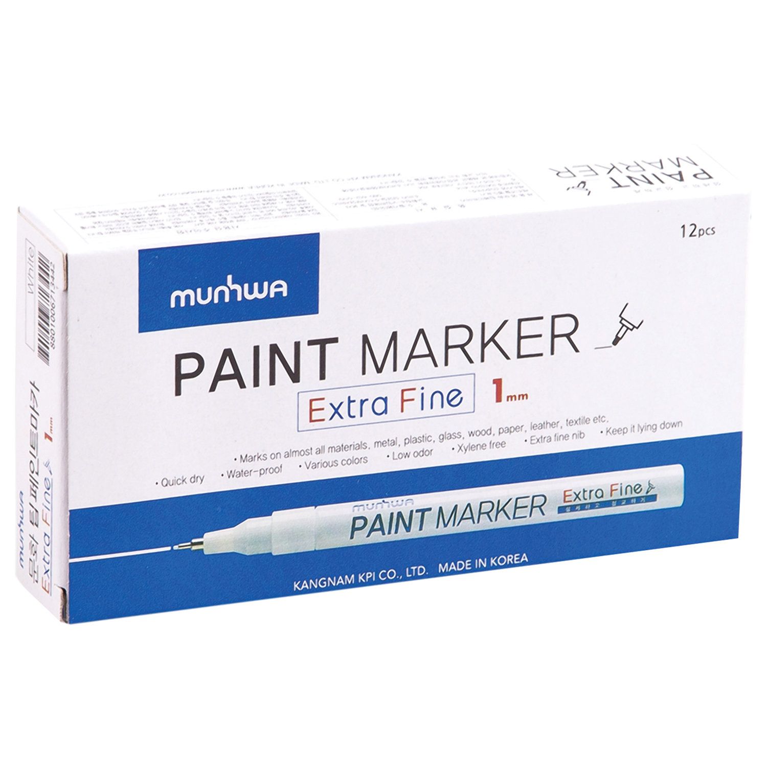 Маркер-краска лаковый MUNHWA "Extra Fine Paint Marker", СЕРЕБРЯНЫЙ, 1 мм, нитро-основа, EFPM-06