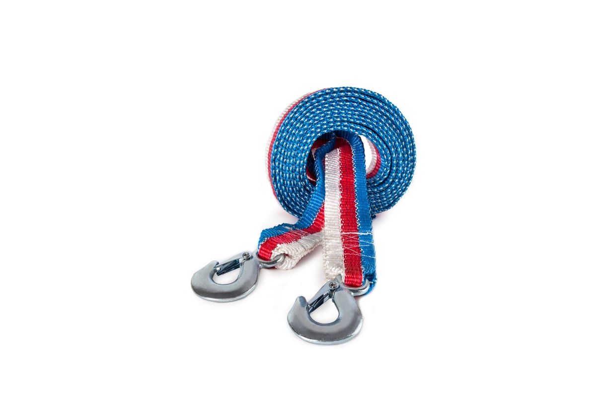 Трос буксировочный 12 т*5 м - лента с 2 крюками в чехле на молнии AUTOVIRAZH AV-600040