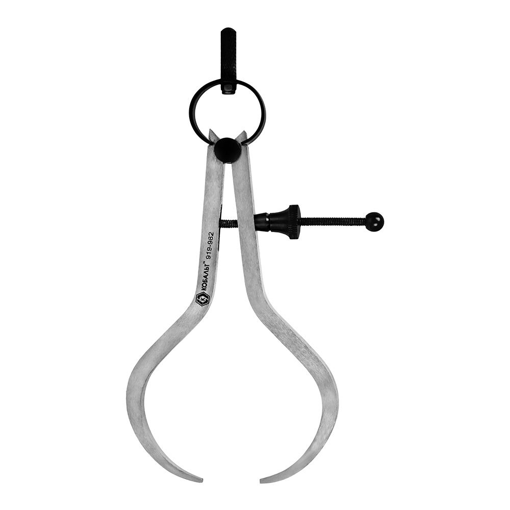 Кронциркуль для разметки и наружных измерений до 125 мм, С ПРУЖИНОЙ И ФИКС.ВИНТОМ, из углеродистой стали, подвес КОБАЛЬТ