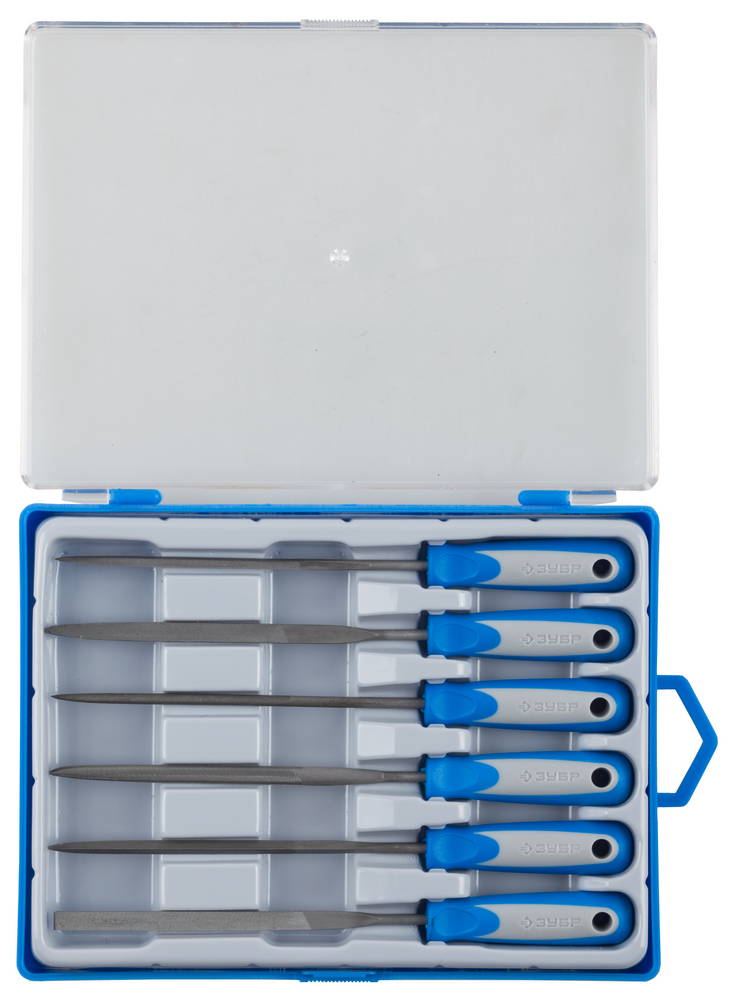 Набор надфилей двухкомпонентная ручка, насечка 2=бархатная, 100мм, 6шт ЗУБР "ЭКСПЕРТ" 