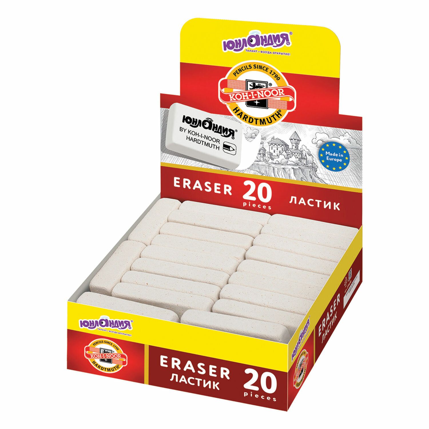 Ластик ЮНЛАНДИЯ (KOH-I-NOOR EXCLUSIVE) 300/20, 45х32х12 мм, белый, прямоугольный, 228698, 0300020052KD