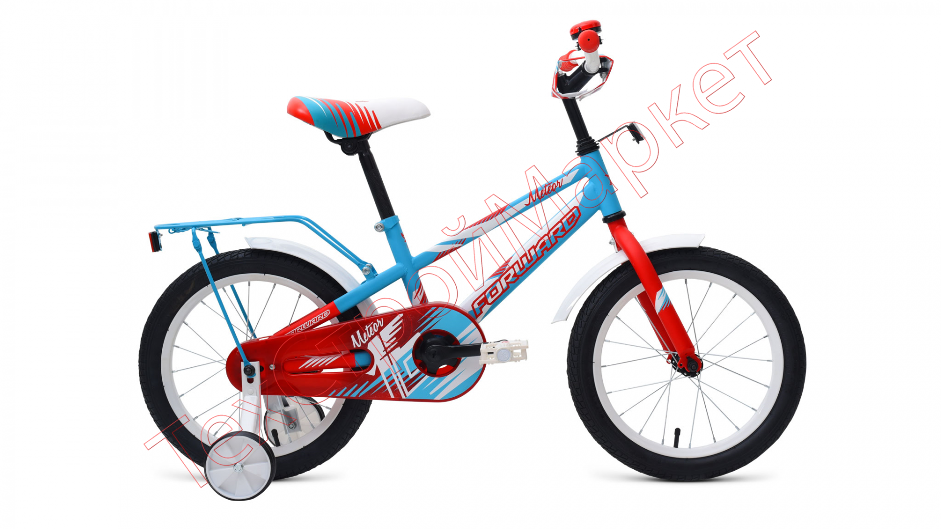 Велосипед FORWARD METEOR 16 (16" 1 ск.) бирюзовый/красный мат.