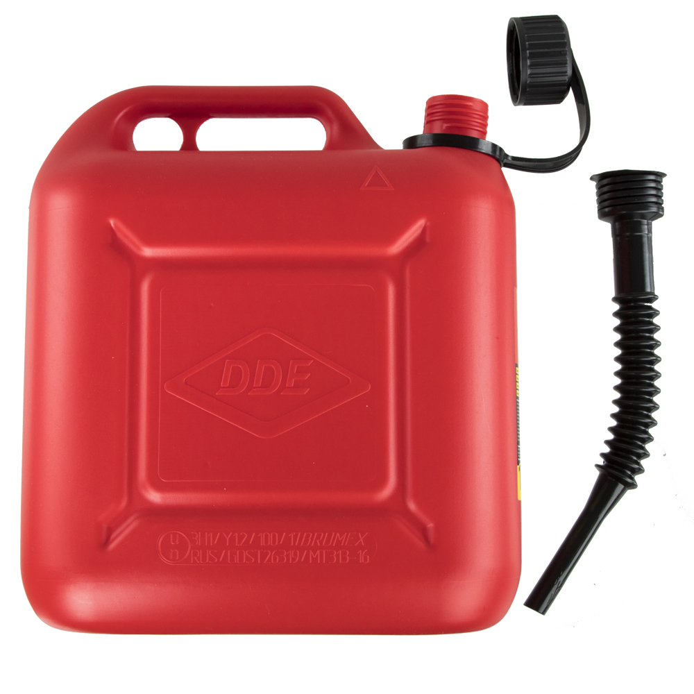 Канистра DDE для ГСМ, 10 л, антистатическая, крышка с замком, трубка для заливки