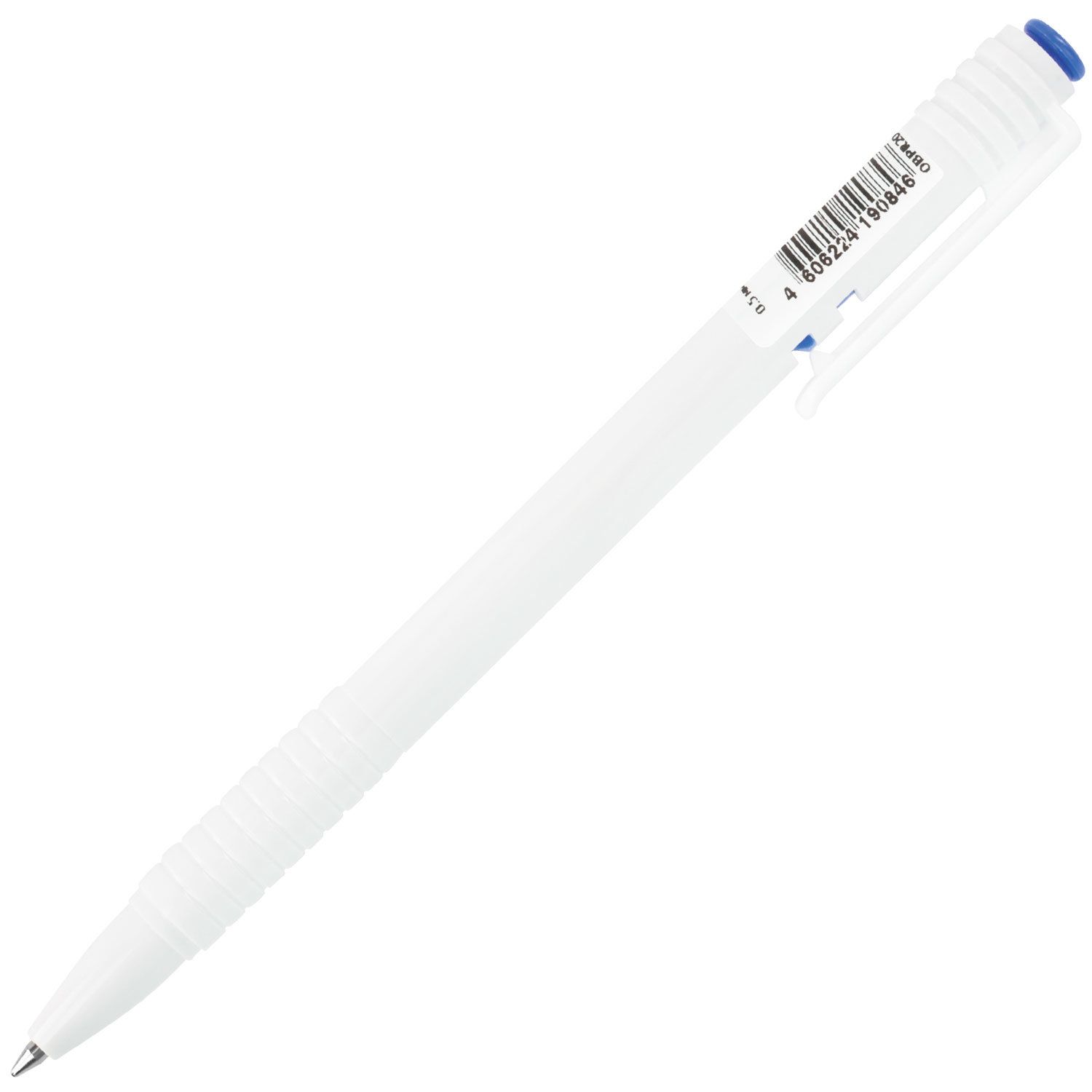 Ручка шариковая масляная автоматическая BRAUBERG "White", СИНЯЯ, корпус белый, узел 1 мм, линия письма 0,5 мм, 142713