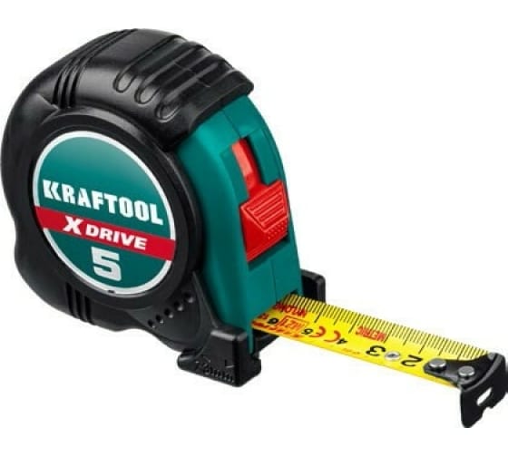 Рулетка с ударостойким обрезиненным корпусом 5м / 19мм  KRAFTOOL X-Drive