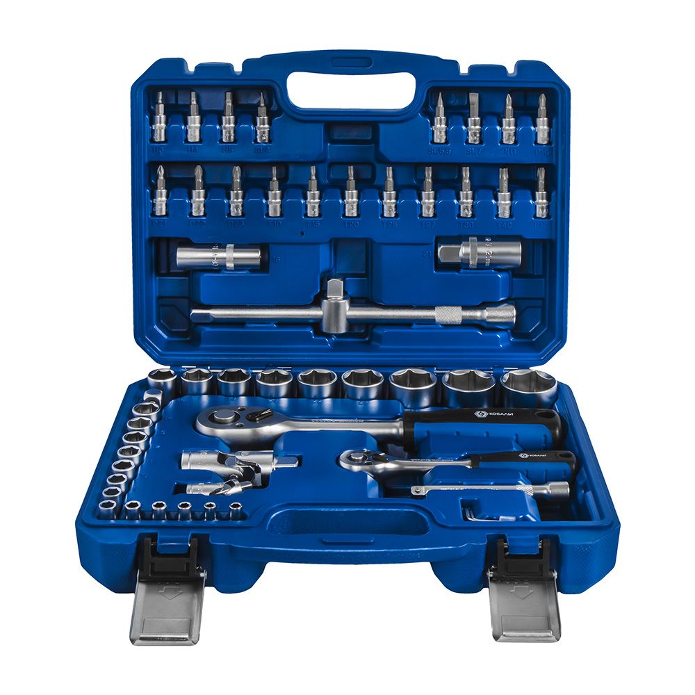 Набор инструмента универсальный 1/4" и 1/2", 54 ПРЕДМЕТА, кейс КОБАЛЬТ
