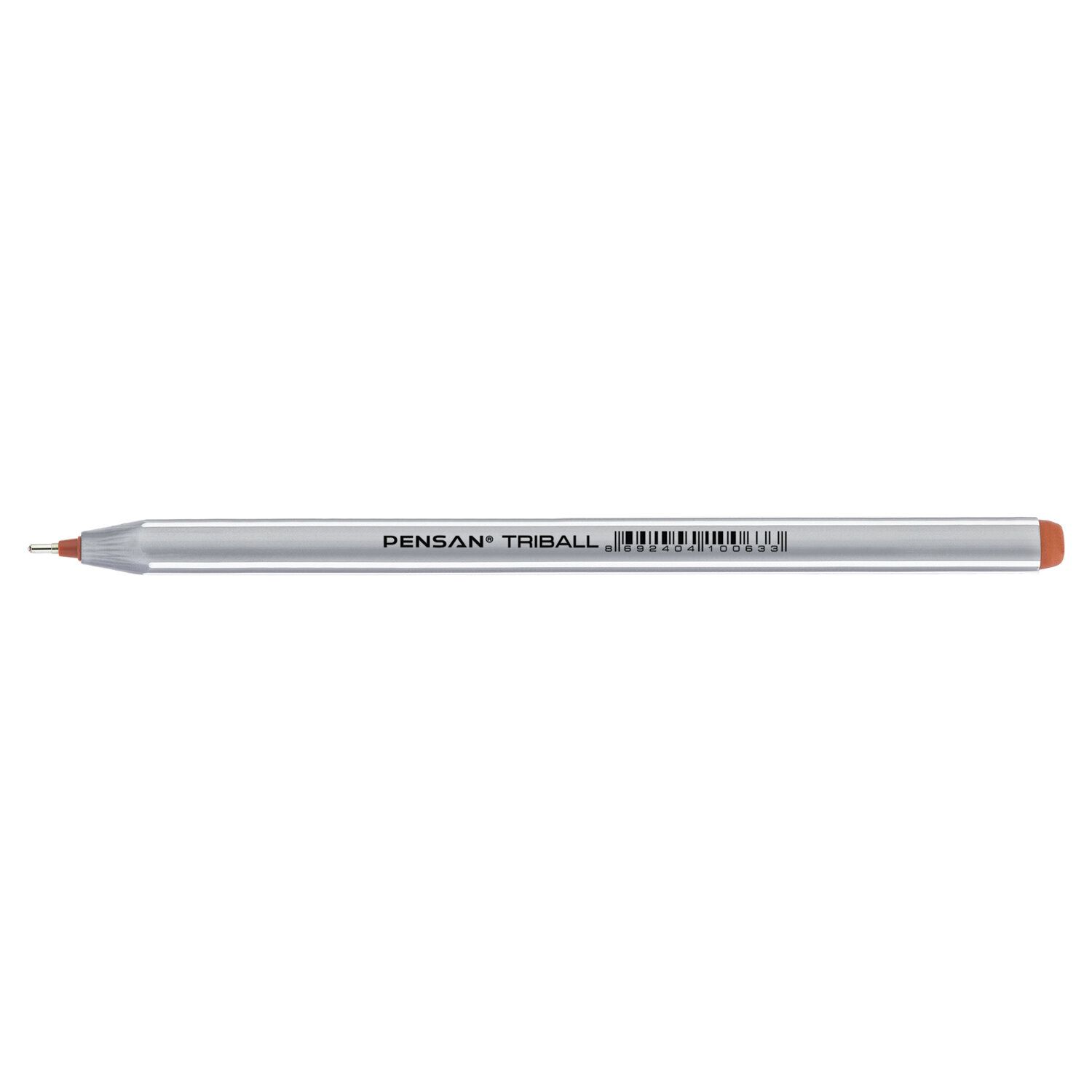 Ручка шариковая масляная PENSAN "Triball", КОРИЧНЕВАЯ, трехгранная, узел 1 мм, линия письма 0,5 мм, 1003/12