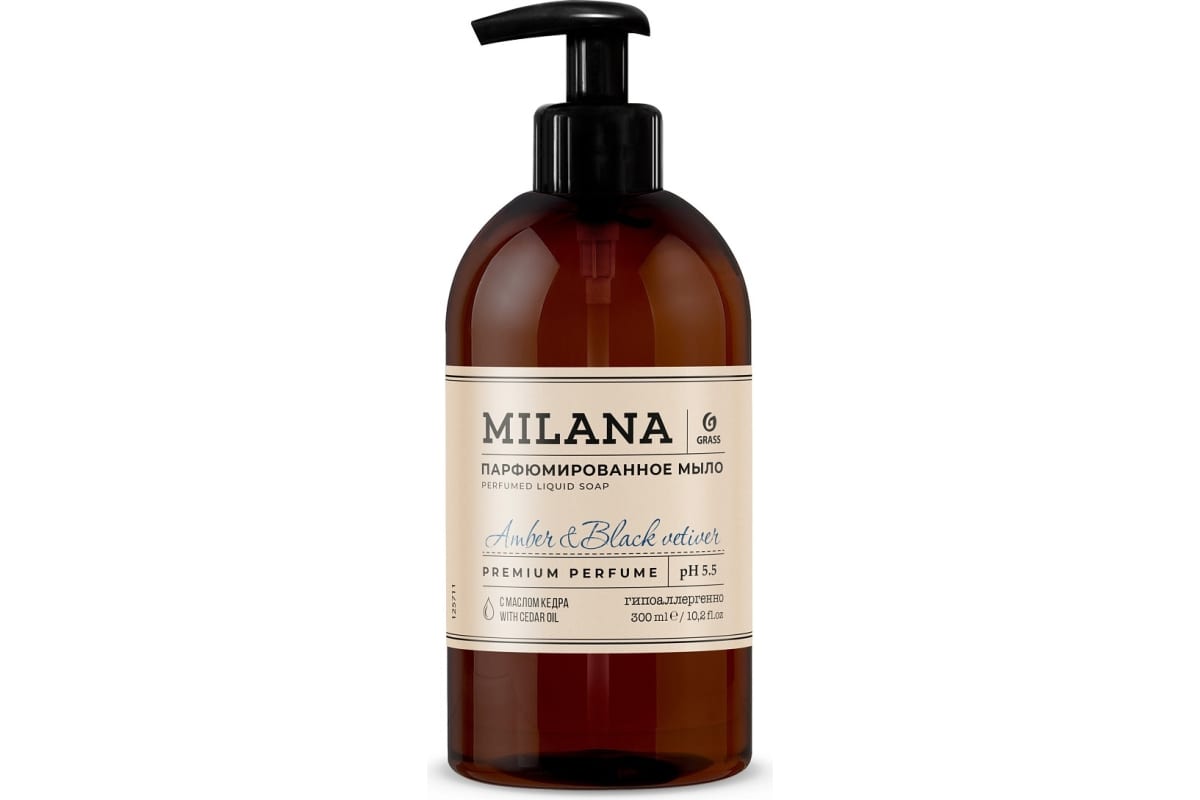 Жидкое парфюмированное мыло Milana "Amber&Black Vetiver" (300мл) арт .125711