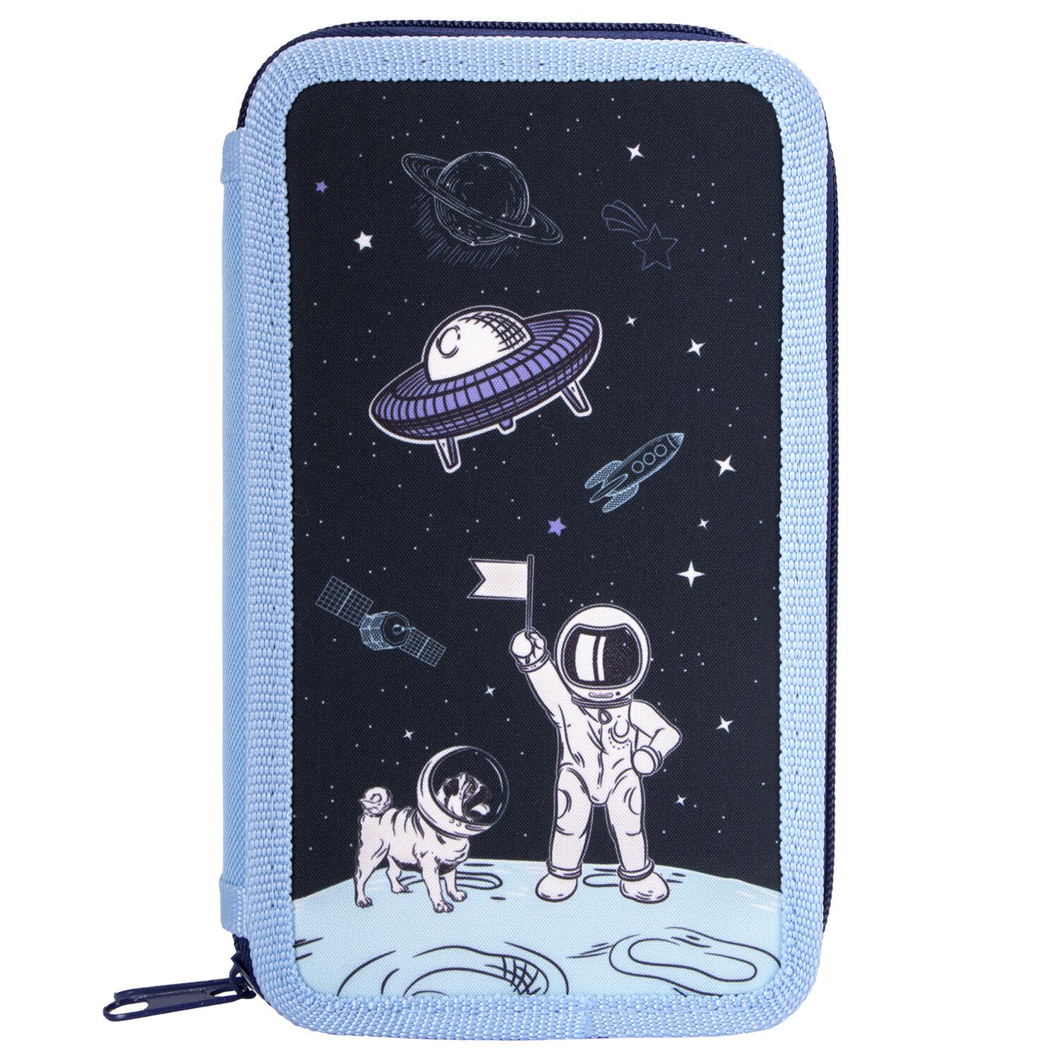 Пенал ЮНЛАНДИЯ, 2 отделения, ткань, 19x11 см, Space, 270368