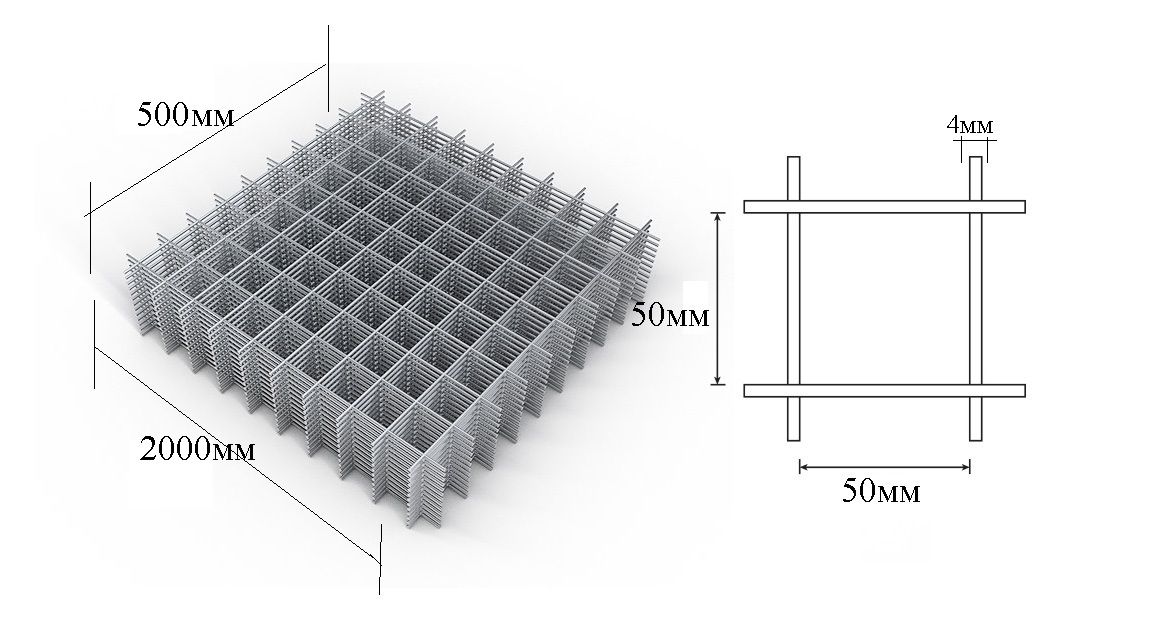 Сетка кладочная в листах ячейка 50*50 (0,5м*2м) d-3,5мм