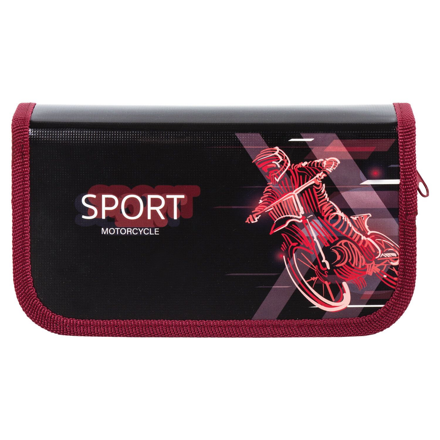 Пенал ПИФАГОР, 2 отделения, ламинированный картон, 19х11 см, "Sport motorcycle", 270171
