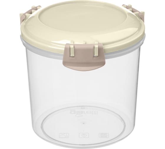 Контейнер для продуктов "Modena" круглый 0,7л с защелками (светло-бежевый)