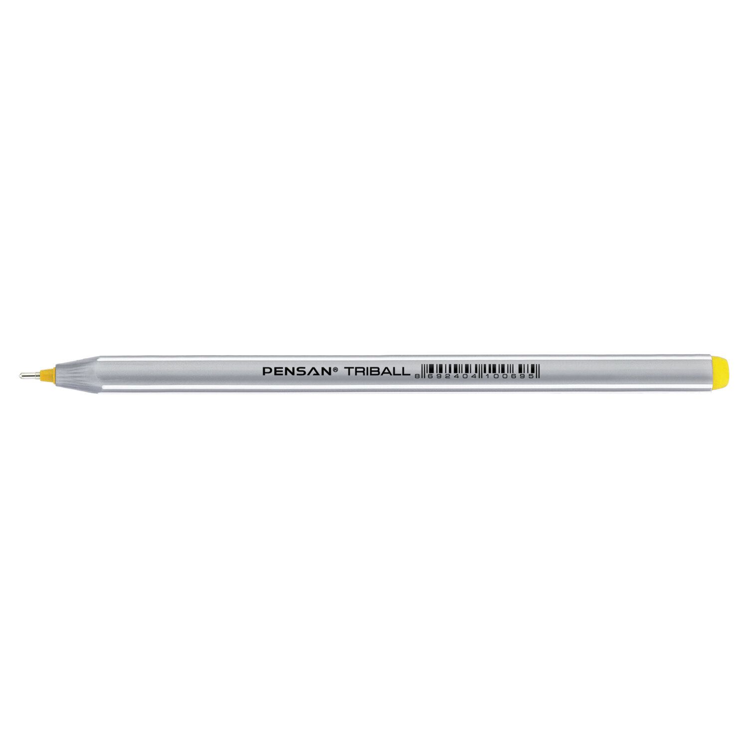 Ручка шариковая масляная PENSAN "Triball", ЖЕЛТАЯ, трехгранная, узел 1 мм, линия письма 0,5 мм, 1003/12