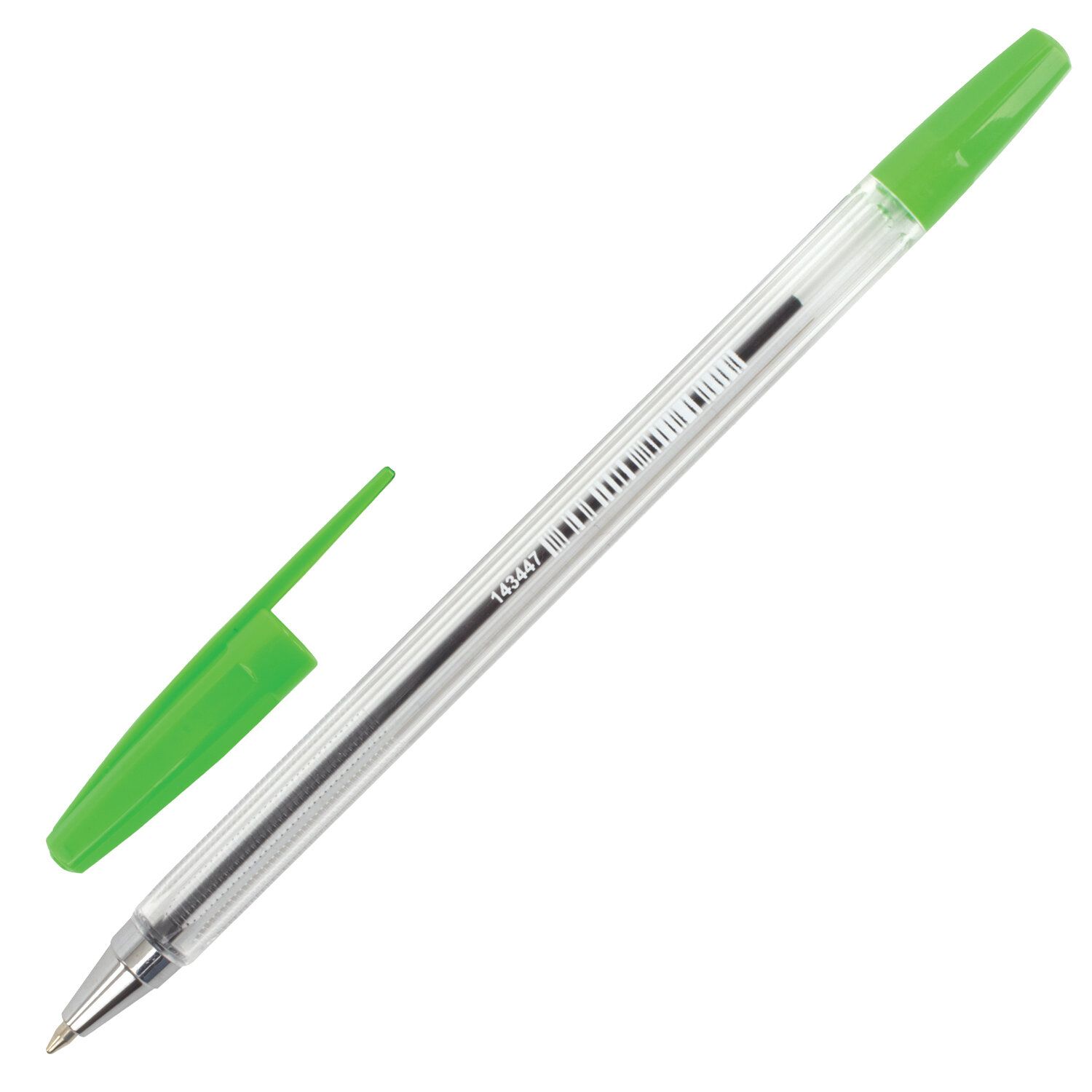 Ручка шариковая BRAUBERG "M-500 CLASSIC", ЗЕЛЕНАЯ, корпус прозрачный, узел 0,7 мм, линия письма 0,35 мм, 143447