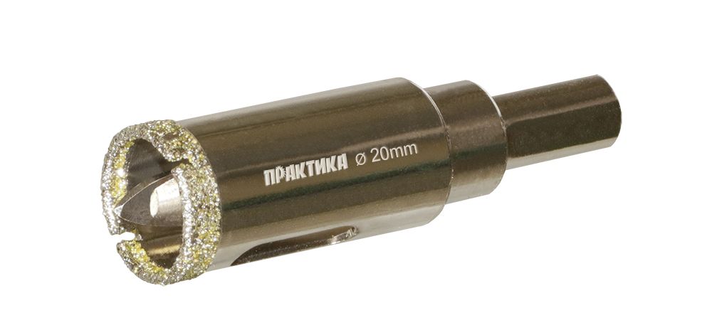 Коронка алмазная по керамограниту/керамике 20*70мм ПРАКТИКА "Профи" 