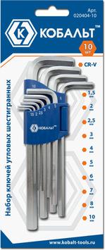 Набор ключей угловых шестигранных 1.5, 2, 2.5, 3, 4, 5, 6,7, 8, 10 мм Cr-V КОБАЛЬТ