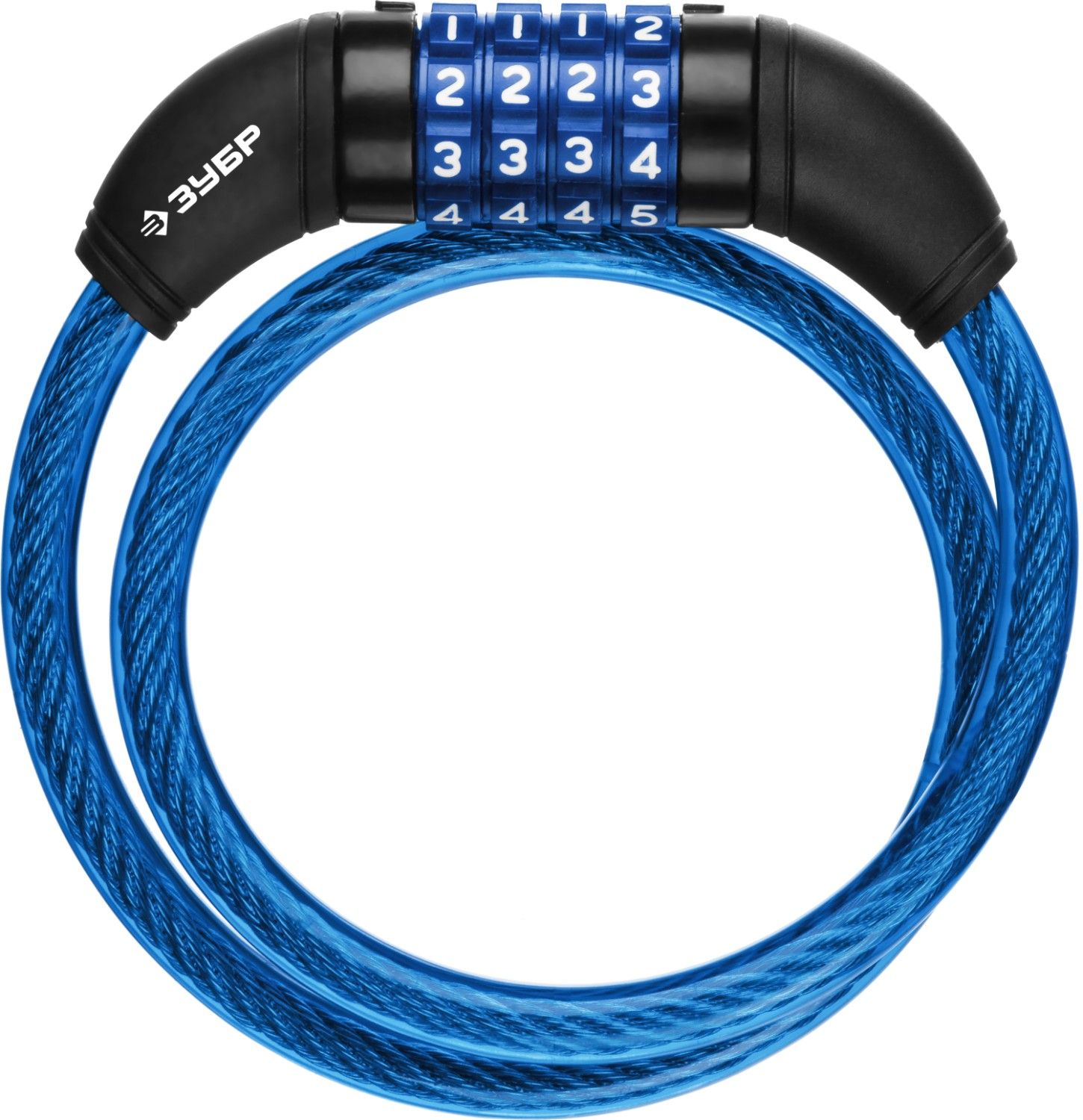 Замок ЗУБР "ПРОФЕССИОНАЛ", тросовый, кодовый, с изменяемым кодом, длина троса - 650мм, d 10мм