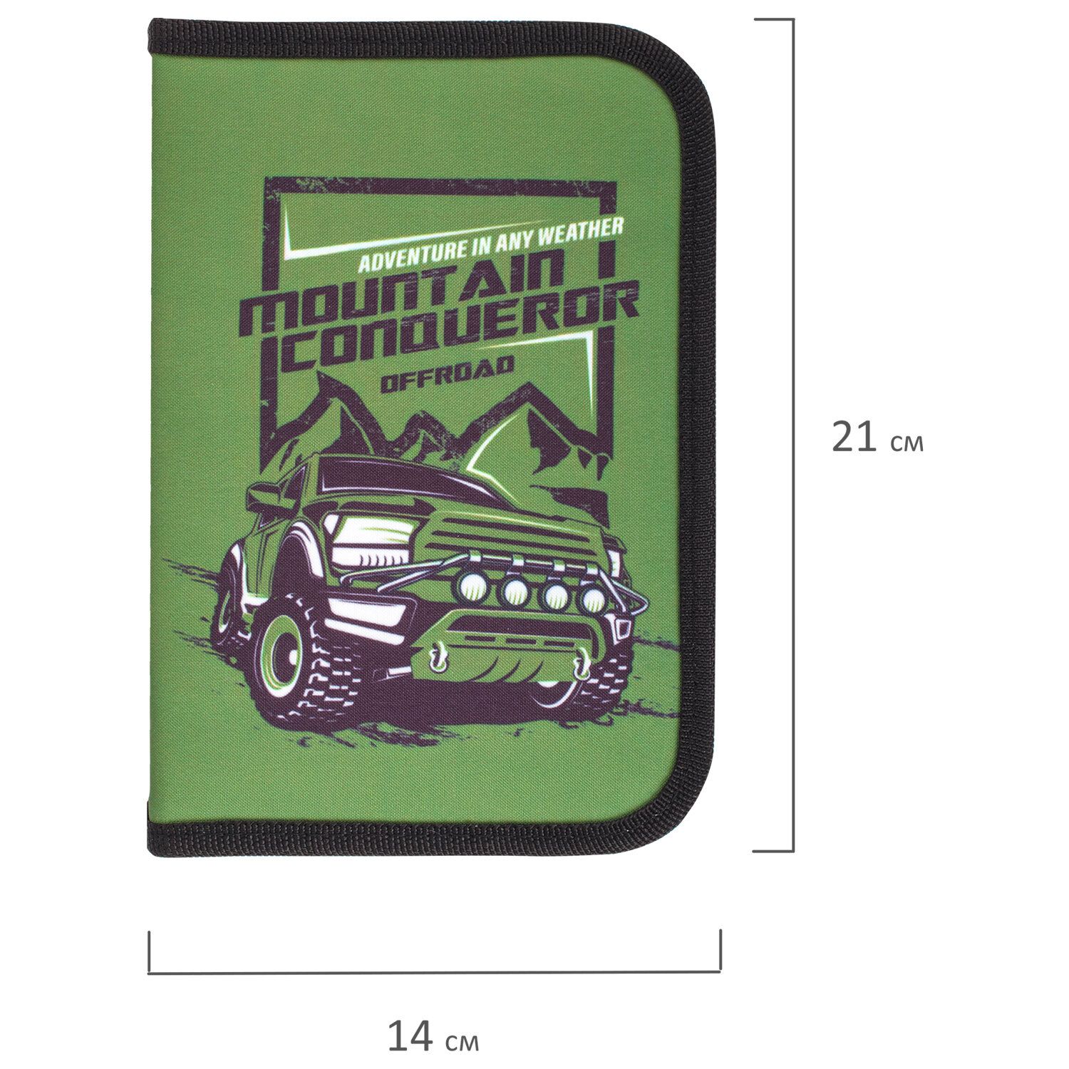 Пенал BRAUBERG, 1 отделение, 1 откидная планка, полиэстер, 21х14 см, "Mountain conqueror", 270310